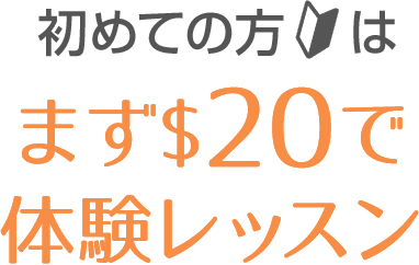 初めての方はまず$20で体験レッスン